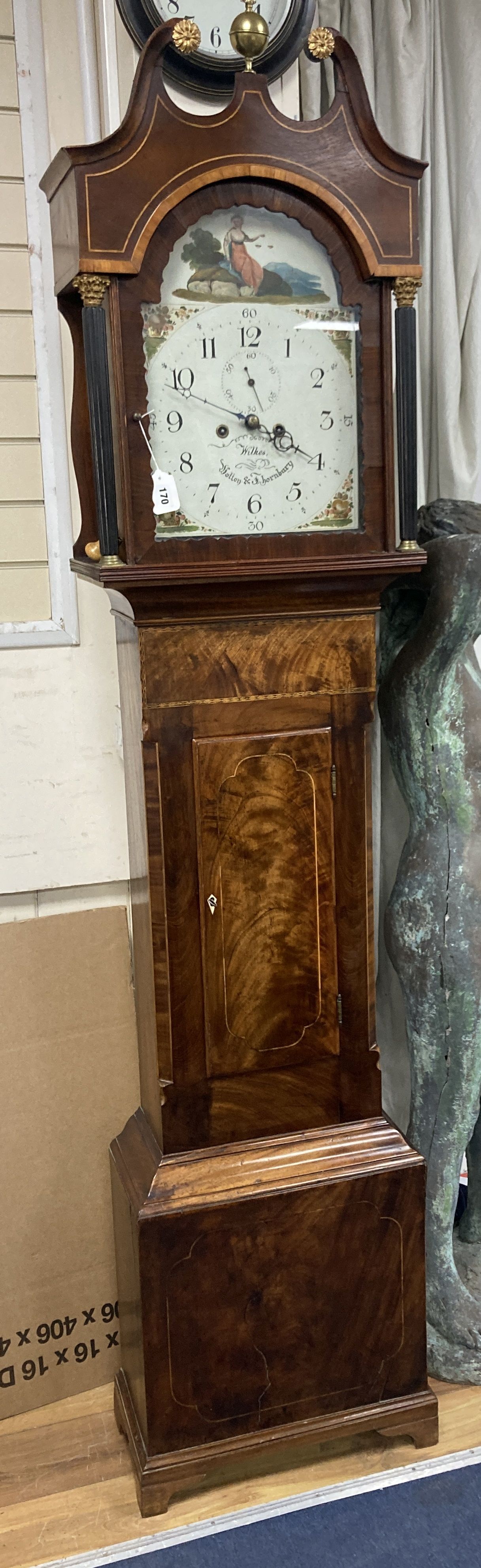 An early 19th century mahogany eight day longcase clock, height 217cm